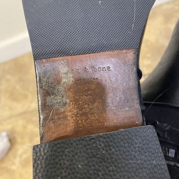 Rag & Bone Aston Suede Leather Short Ankle Biker Boot Black Womens Size 6.5 - Picture 8 of 12